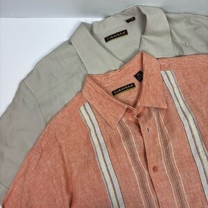 Cubavera Bundle of 2 Guaybera SS Shirts Linen & Cotton